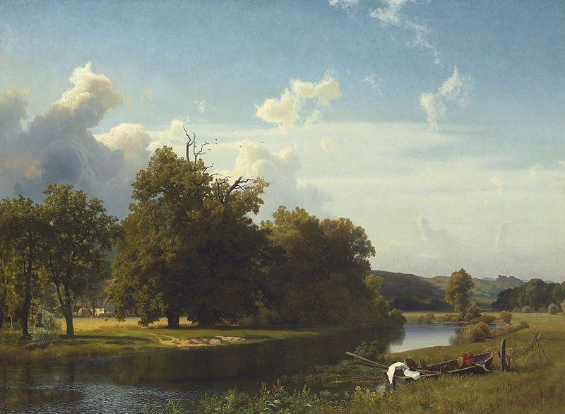 Albert Bierstadt A River Landscape, Westphalia